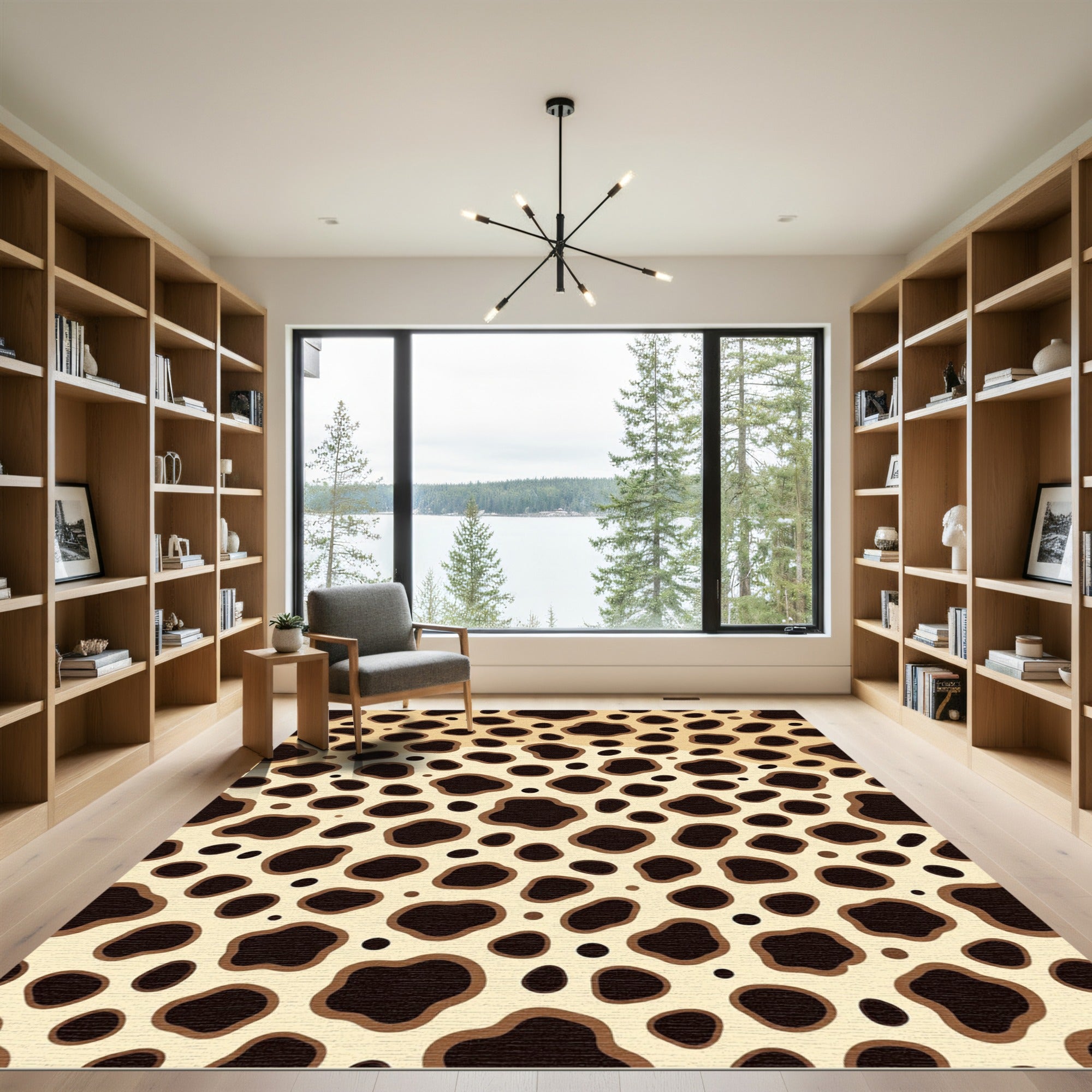 Brown Spots Contemporary Animal Print Rug