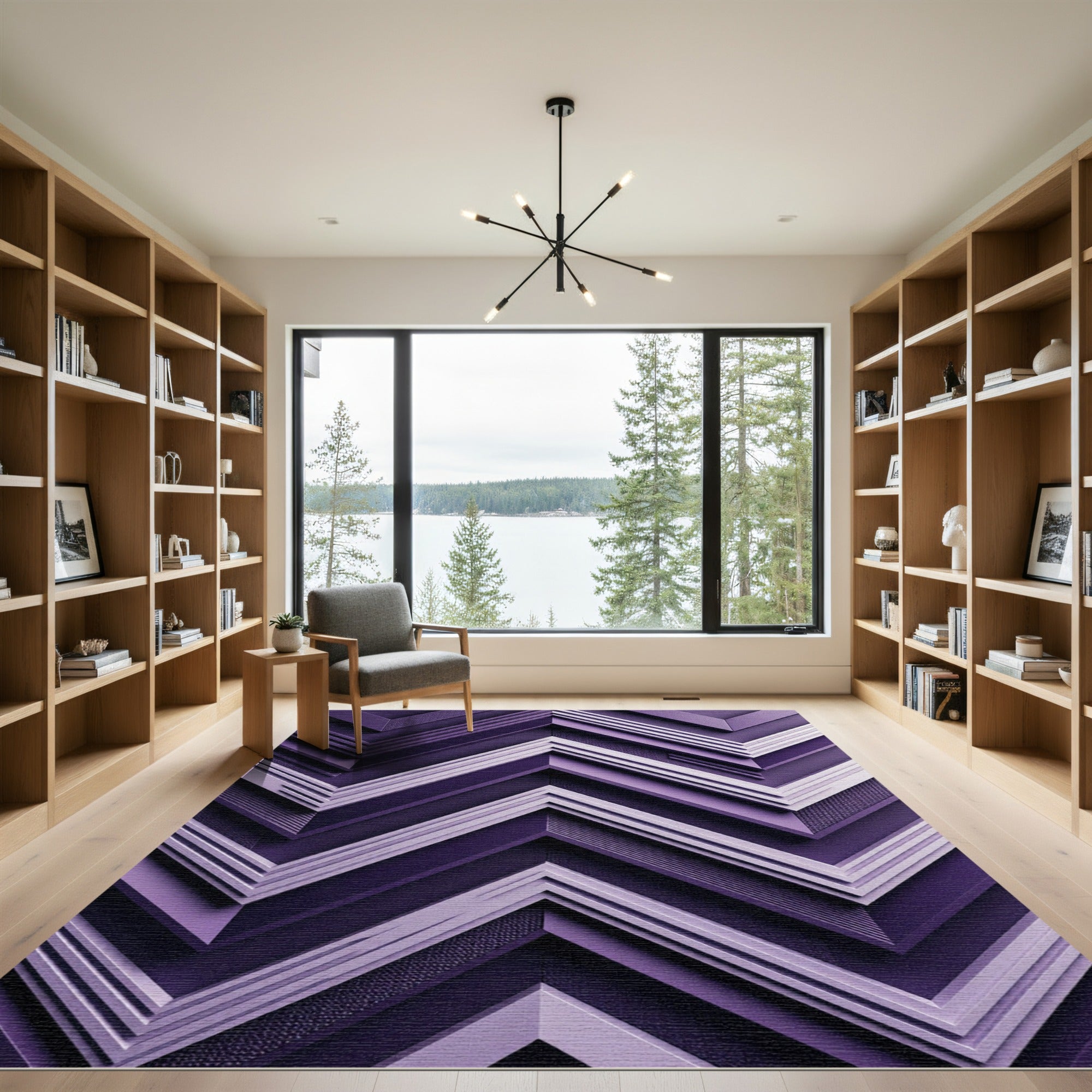Deep Plum Chevron Layers Rug