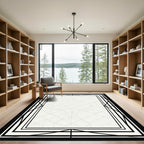 Monochrome Art Deco Geometric Frame Rug