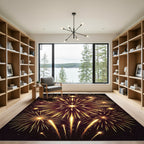Golden Firework Burst Starburst Rug