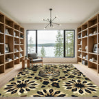 Tawny Cat Leopard Floral Roundel Rug
