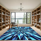 Radiant Blue Crystal Geometric Star Rug
