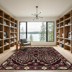 Dark Red Floral Medallion Lattice Rug