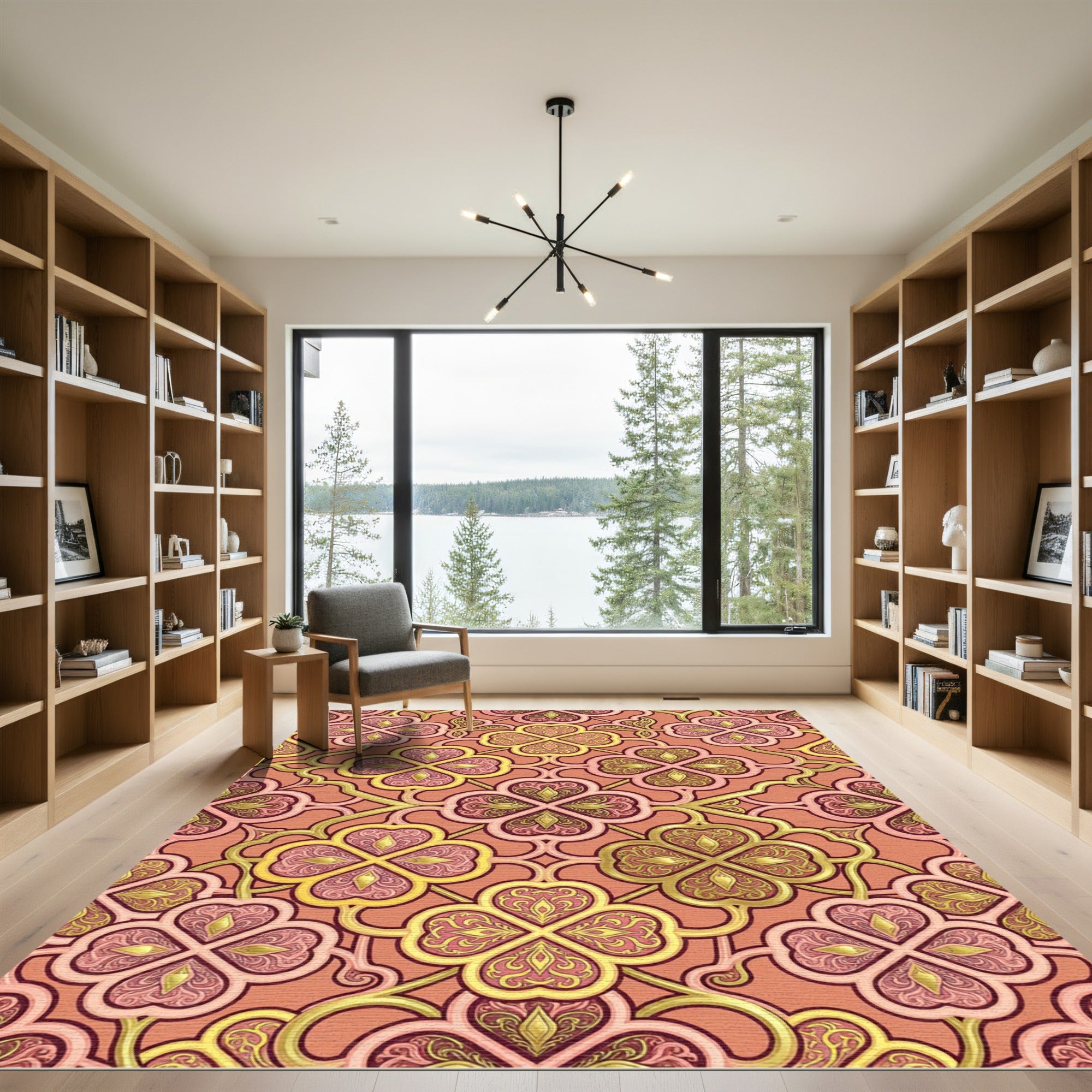Golden Clover Damask Terracotta Trellis Rug