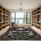 Gilded Black Lotus Botanical Art Rug
