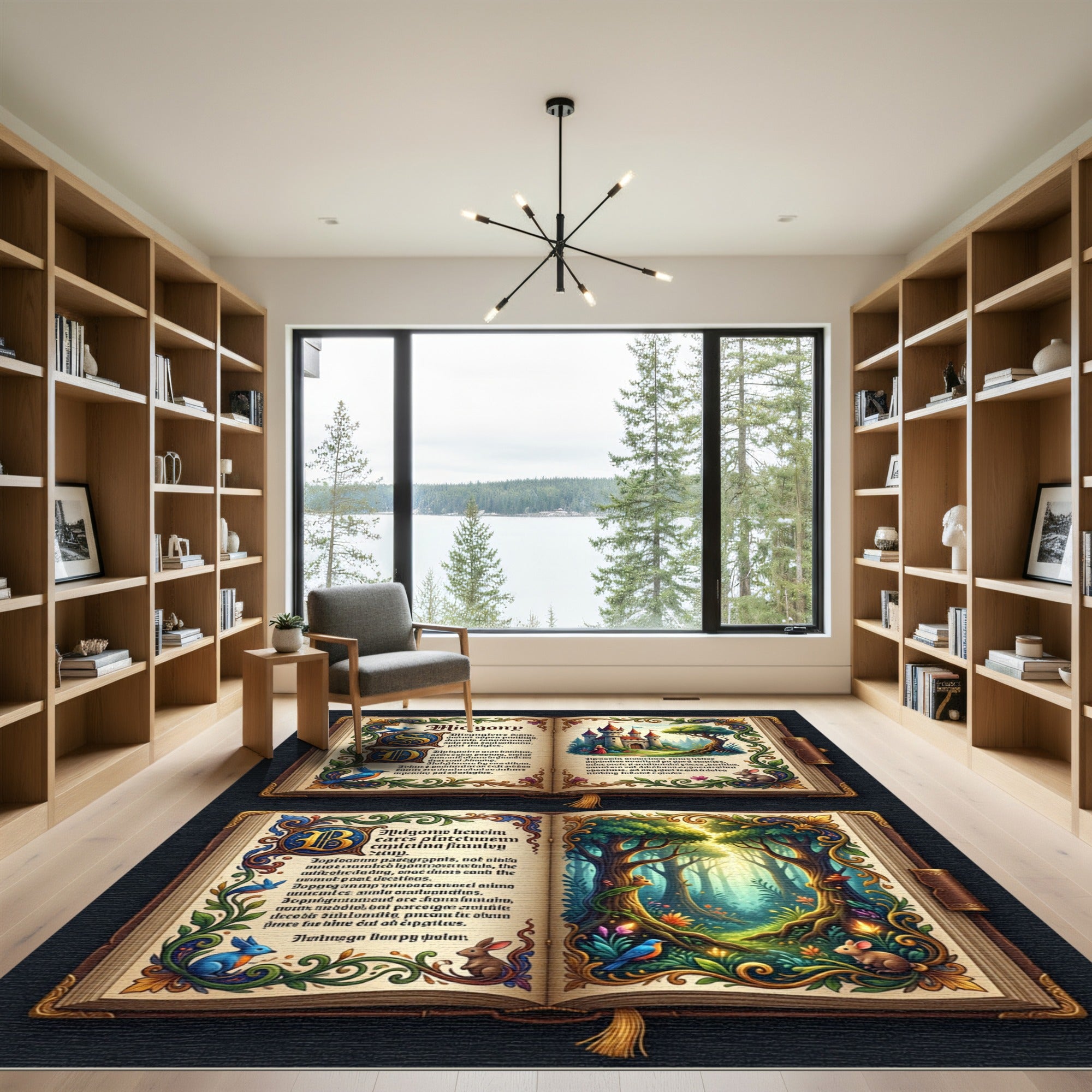 Enchanted Forest Storybook Fairy Tale Illustration Rug