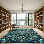 Teal Floral Paisley Mandala Medallion Rug