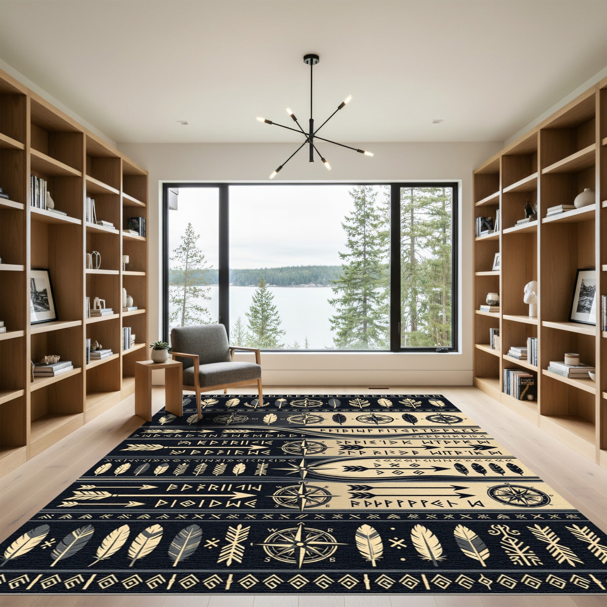Navajo Feathers Compass Arrows Rug
