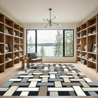 Modern Geometric Woven Earth Tone Rug