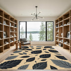 Contemporary Charcoal Leaf Scatter Rug