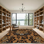 Majestic Leopard Face Floral Medallion Rug