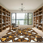 Golden Brown Clover Arch Rug