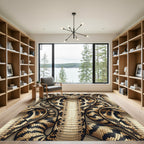 Bold Golden Cobra Serpentine Reptile Scale Rug