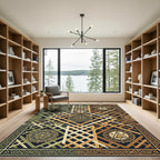 Earthy Geometric Medallion Intersecting Lines Rug