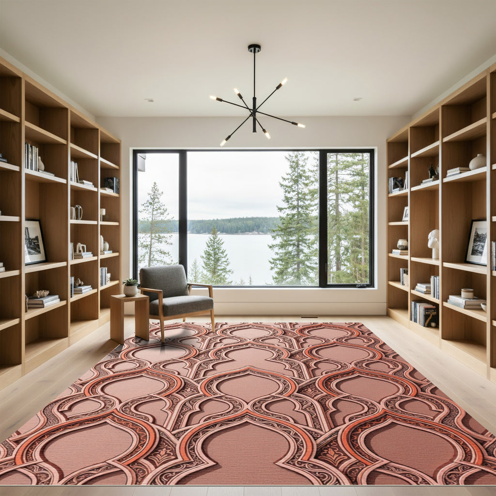 Rose Gold Architectural Archway Tessellation Rug