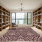 Damask Rose Floral Oval Medallion Rug
