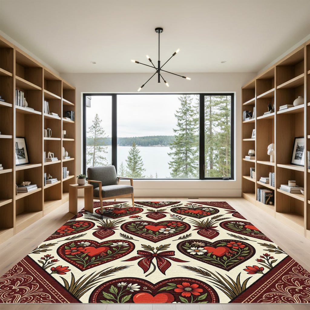 Crimson Heart Floral Garden Repeat Rug