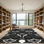 Ornate Black Floral Archway Rug