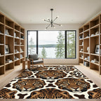 Stunning Golden Leopard Face Animal Skin Rug