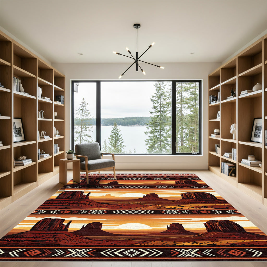 Sunset Mesa Southwest Geometric Desert Art Rug