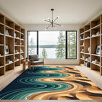 Teal Waves Sand Dune Landscape Rug