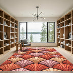 Art Deco Coral Fan Shapes Rug