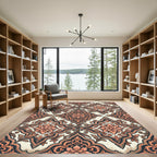 Elegant Salmon Floral Damask Scroll Rug
