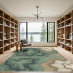 Sage and Ochre Earthy Topographic Abstract Rug