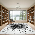 Monochromatic Abstract Black Ink Splash Rug