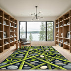 Zen Bamboo Stone Balance Art Rug