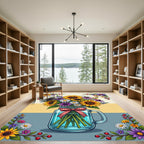 Vibrant Sunflower Bouquet Mason Jar Art Rug
