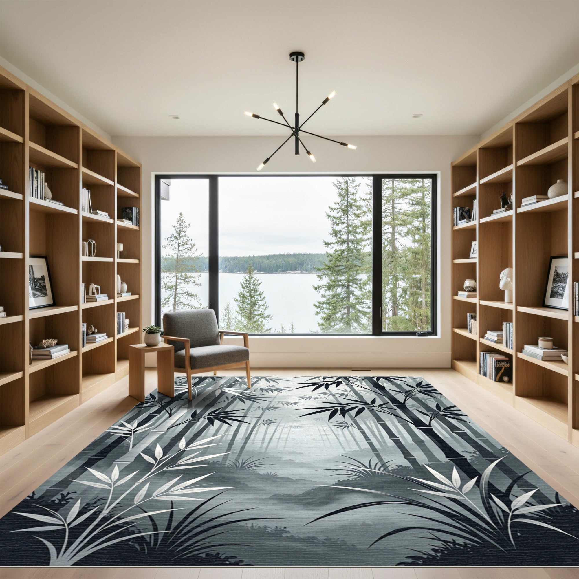 Monochromatic Bamboo Forest Meadow Rug