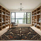 Vintage Compass Rose Antique Bronze Scroll Rug
