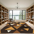 Earthy Brown Geometric Triangle Mosaic Rug