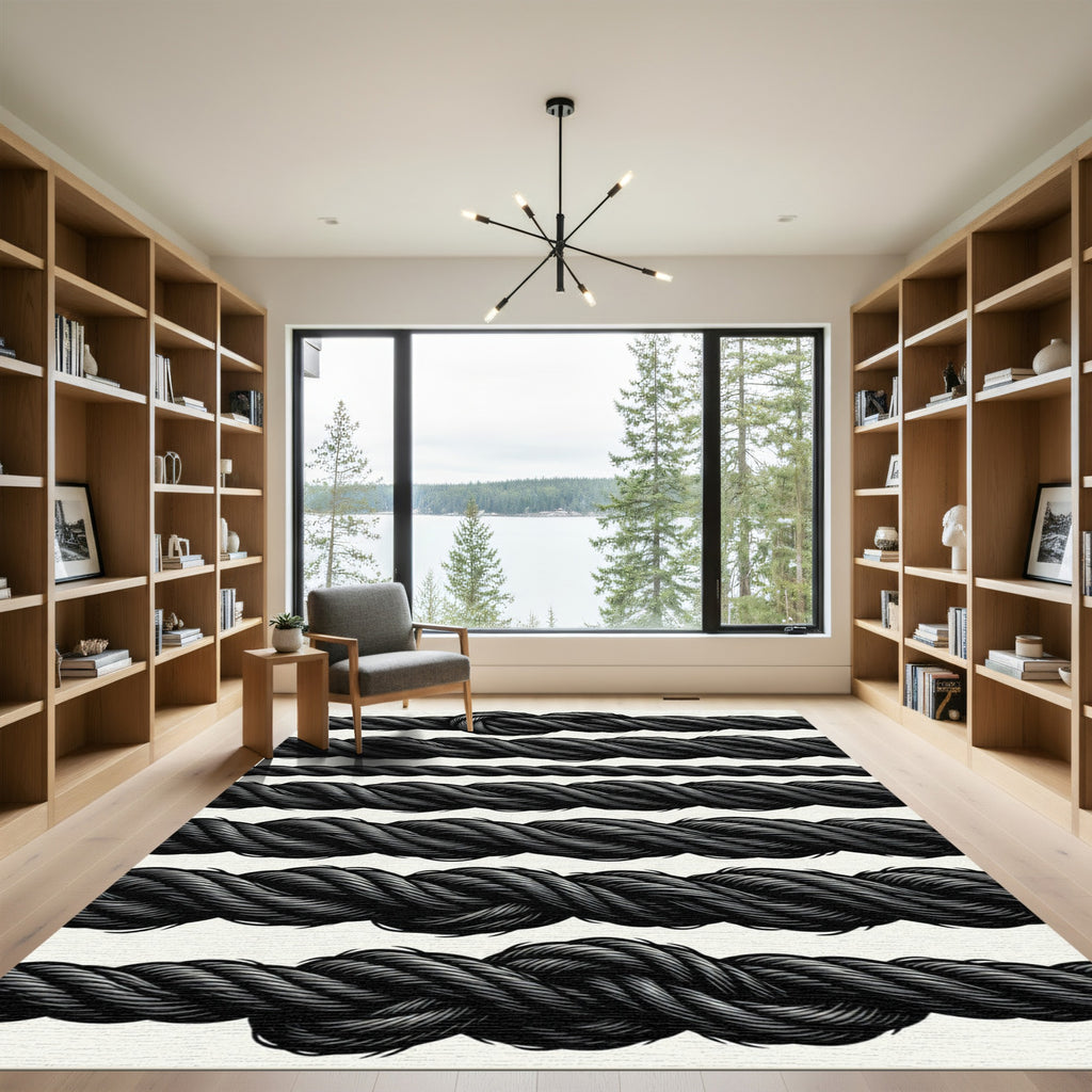 Black Twisted Rope Texture Rug