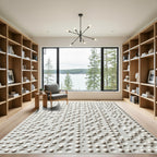 Minimalist Off White Sculptural Dot Grid Rug