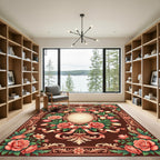 Elegant Rose and Tulip Baroque Frame Rug