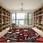 Red White Hearts Kiss Valentine Love Rug