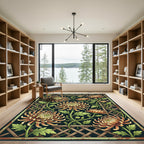 Golden Chrysanthemum Lattice Botanical Rug