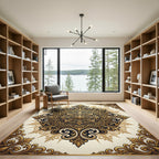 ornate gold baroque circular medallion Rug