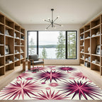 Radiant Magenta Starburst Abstract Art Rug