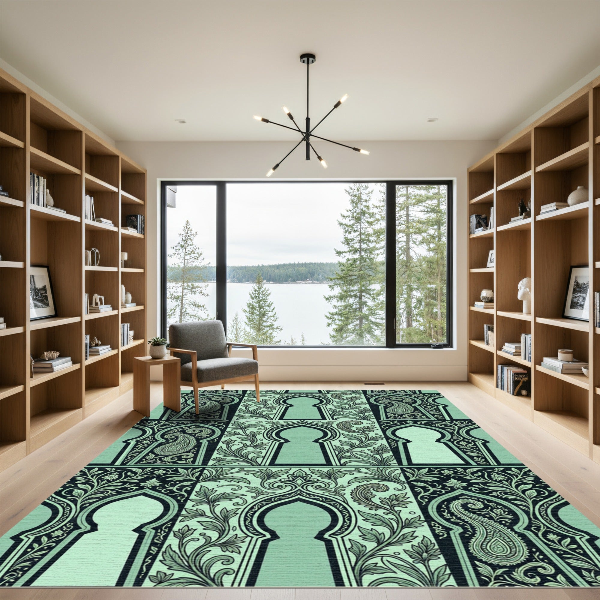 Mint Green Archway Paisley Foliage Rug