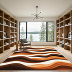 Abstract Earthy Brown Wave Stripe Rug