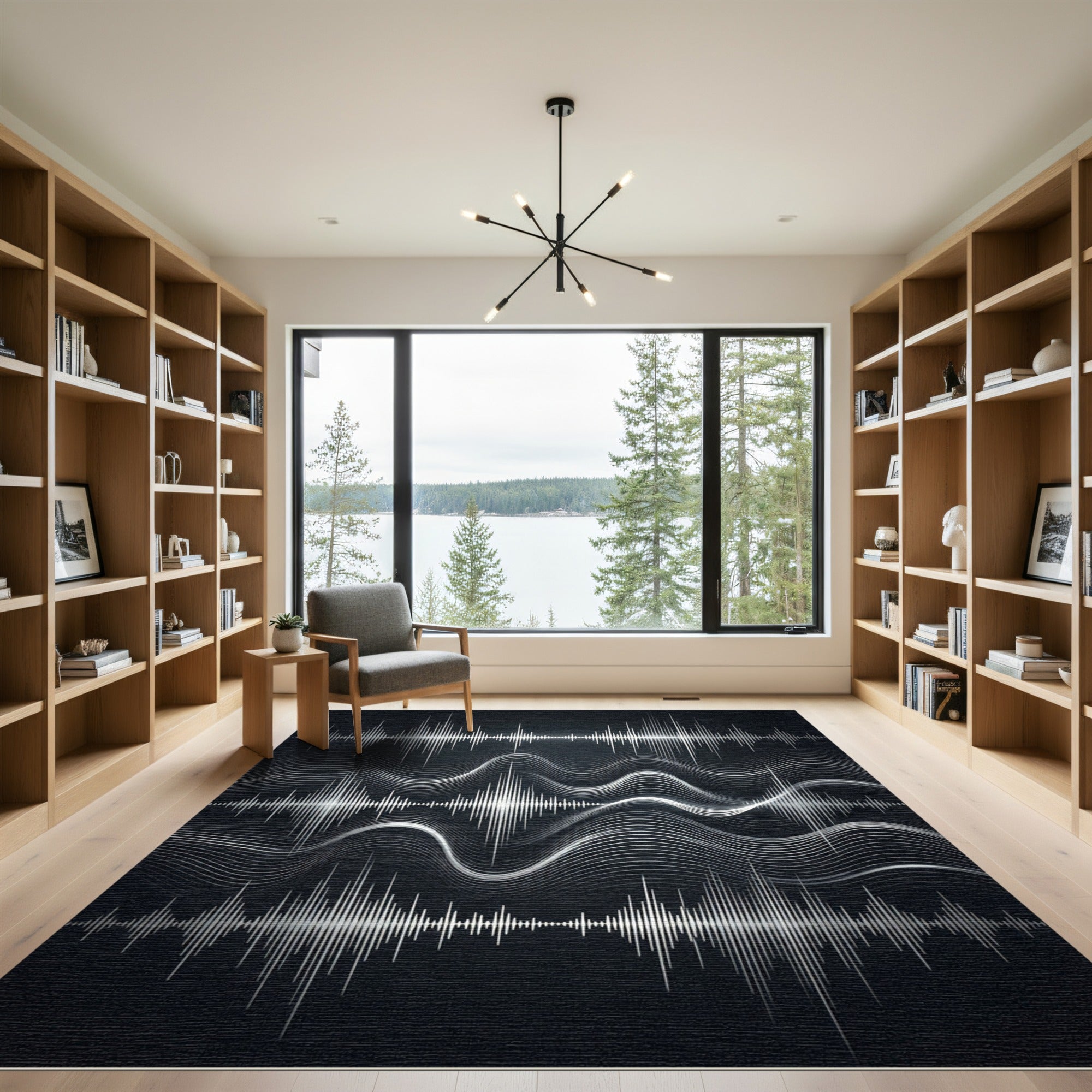 Silver Soundwave Abstract Lines Rug
