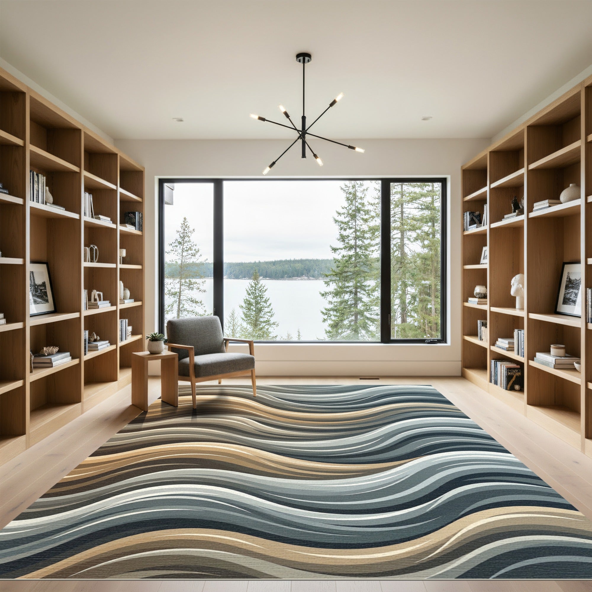 Earthy Toned Wavy Stripes Rug