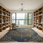 Ornate Teal Arabic Mandala Medallion Rug