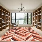 Terracotta Chevron Geometric Striped Accent Rug