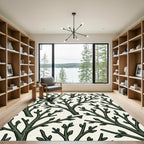 Dark Green Branch Natural Silhouette Rug