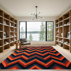 Bold Orange Chevron Layered Rug