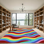 Vibrant Rainbow Wavy Stripes Rug